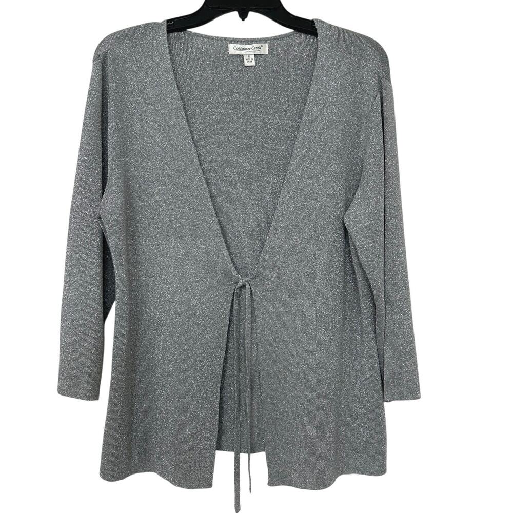 Coldwater Creek Silver Sparkle Tie-Front Cardigan